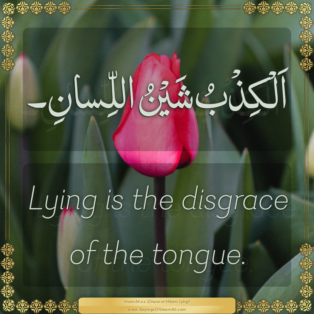 Lying is the disgrace of the tongue.